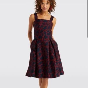 Draper James Clover Vines Dress Navy Red Size‎ 6